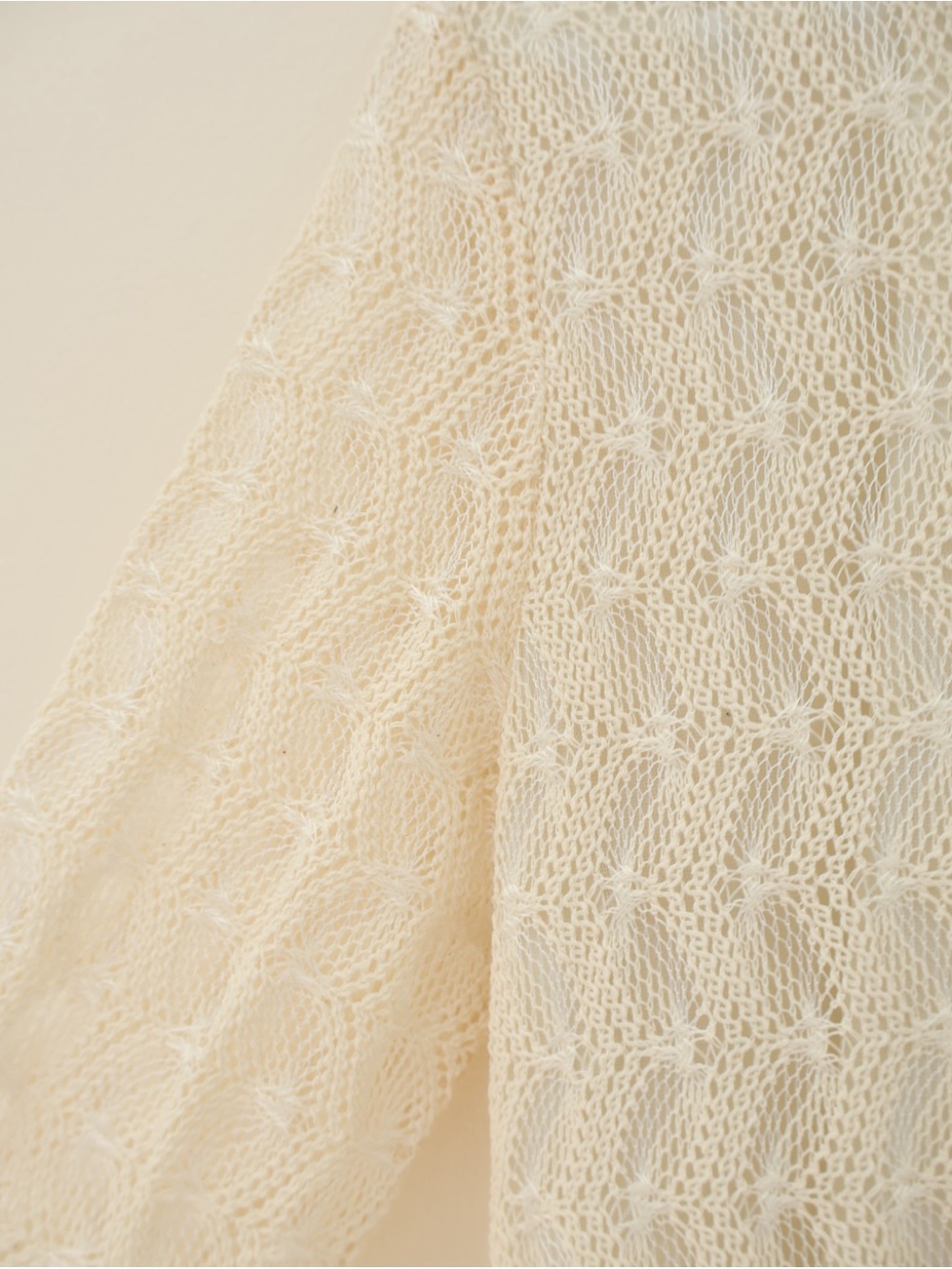 NWT Vintage 90s Crochet Knit Long Sleeves Maxi Dress Cream Sz 16 Boho Lagenlook - Picture 4 of 9